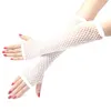 Ladies Girls Neon Sexy Long Fingerless Fishnet Lace Guantes de alta elasticidad Guantes de mano Gants Y0827