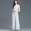 Jumpsuit för kvinnor höst fest långärmad punkt chiffong hög gata elegant full längd bred ben rompers plus storlek 3xl 4xl 210625