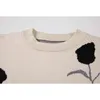 Vintage Knitted Sweater Women Long Sleeve Floral Pattern O Neck Pullover Oversize Fashion Casual Elegant Knit Tops 210515