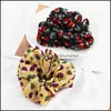 Ponny Tails Holder Hair Smycken Koreanska Cherry Print Scrunchies Lady Stretch Chiffon Scrunchie Women Elastic Bands Girls Headwear Tie Aessroie