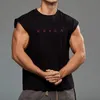 Män droppe axelbrev tryckta tank top streetwear hip hop män väst ärmlös rolig lös stil tee shirt man oversize