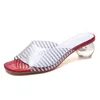 Slippers Summer Designer Women Mules Shoes Fashion Stripe Open Toe Slides Ladies Brand Round Heel Female Slippers456