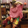 Johnature Summer O-Neck Bat Sleeve Women T-Shirts Linen Loose Solid Color Plus Size Women Cloths Vintage T-Shirts 210521