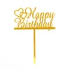 Topper per torta in acrilico Topper per torta con flash dorato Happy Birthday Party Decorazione di Capodanno per la casa Forniture per feste Cupcake Topper