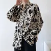 Femmes décontracté grande taille imprimé léopard en mousseline de soie Blouse revers à manches longues chemise mode printemps été 2F0507 210510