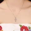 Trendy Romantische Herz Kreuz Halskette für Frauen Engel Flügel Zirkon Anhänger Schlüsselbein Strass Silber Farbe Schmuck Geschenk