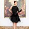 Casual jurken Latin Dance Dress Competition Een schouder Women Stitching Ballroom Dancing Wear Elegant Black Costume for Stage Performance