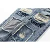 Lecible Reftive Men Hip Hop Hop Hop Hop Jeans Skinny Ripped Vintage Bikkerジョガーの苦しんでいる穴のバギーデニムスリムフィットカジュアルパンツ210716