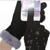 Guantes sin dedos Titmsny encaje cálido Cachemira invierno moda mujer lindo oso doble grueso felpa muñeca mujer pantalla táctil guante Mermey