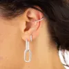 925 Sterling Silver Paper Clip Huggie Hupoo Hoop Earring Geometric Rec Hoop Minimal Delice 925 Jewelry 2103236458269