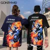 T-shirts Chemises Harajuku Feu Flamme Renards À Manches Courtes T-shirts Hip Hop Casual Coton Streetwear Mode Lâche Tops 210602