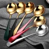 Ice Cream dessert Spoons Candy handle Coffee Spoon Gold Stainless steel Kitchen bar Flatware tableware RH1630