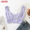 Tangada Summer Women Floral Print Tank Top Bez Rękawów Backless Female Tops 2M138 210609