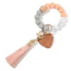 14 Cores Dia dos Namorados Amor Love Chip De Madeira Silicone Bead Pulseira Keychain Festa Favor Chaveiro Chaveiro Tassels Handchain Keys Anel SXJ9