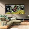 Wall Art Gold Modern Popular Colorful Hundred Money Canvas Painting Quadro Street Art Abstract Poster Wall Picture Home Decor