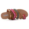 Womens Bohemian Sandals Summer Flats Female Peep Toe Shoes Slip On Strappy Sandalias For Women 220607