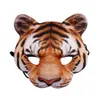 Halloween Costume Party Masque Animal Tigre Demi Visage Masques Cosplay Mascarade pour Enfants PU Masque SMT18005A