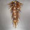 Vintage Lampa Żyrandol do żywego jadalni Ręcznie dmuchane szkło LED Wisiorek Lekkie Kolorowe Kryty Sztuka Dekoracji Oświetlenie Dostosowane 28 o 54 cale