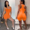 Kadınlar Kaburga Tulum Yaz Kısa Pantolon Onesies Tasarımcı Tulum Giyim Yuvarlak Boyun Tulum Bodycon Şort Capris