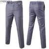 Męskie firmy Formalne Proste Dress Spodnie Marka Slim Fit Fashion Desigen Wedding Groom Spodnie Mężczyzna Pantalon Hombre Gray S-6XL 210522