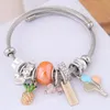 Bracelets porte-bonheur métal amour Simple fruit pendentif Bracelet femme ananas ballon multi-cristal main cheville accessoires Raym22