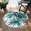 BettwäscheOutlet Blumen Schlafzimmer Bodenmatte Grüne Blätter Runder Teppich Tropische Pflanzen Teppich Floral Wohnzimmer Alfombra Dropship 1 Stück 210626