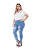 Damen-Jeans, KALENMOS, Damen-Jeans, Übergröße, feminin, lässig, Push-Up, Denim, Loch, Strech, mittlere Taille, Röhrenhose, schmale Passform, figurbetont