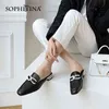 SOPHITINA mode coréenne pantoufles femmes en cuir de vache doux à la main dame chaussures été sauvage perle femme arrivée chaussures AO195 210513