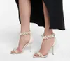 2022 Perfect Bride Wedding Maisel Embellished Leather Sandals White Pearls Strap Women's High Heels Lady Gladiator Sandalias EU35-43.BOX