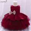 Kwiat Toddler Baby Girl Infant Princess Dress Wedding Lace Tutu Kids Party Vestidos na 1 rok urodziny 210508