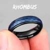 Tungsten Black Blue Rhombus Cut Męskie Pierścienie Proste Urok Luksus Dla Dżentelmen Mężczyzna Boyfriend Biżuteria Kreatywność Prezent Hurtownie 211217