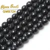 Andra naturstenar fasetterade svarta agata onyx runda lösa distanspärlor 4 6 8 10 12 14mm 15 "sträng för smycken som gör DIY charmarmband