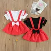 6m-3y zomer geboren peuter baby meisje kleding set ruches t-shirt dot rokken overalls outfits 210515