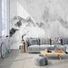 Китайский стиль мраморный обои Черно-белый абстрактный пейзаж роспись фото стены росписи гостиная спальня творческая фреска