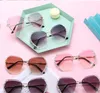 Fashion Sunglasses Frames UV400 Women Ocean Water Cut Trimmed Lens Point Drill Tea Gradient Sun Glasses Female