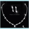 Ensembles de bijoux Jewelrywomen Mode Collier Boucles d'oreilles Ensemble Alliage Strass Mariage Mariée Lady Dangle Boucle D'oreille Colliers Bijoux Aessories