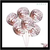 Event Festive Supplies Home GardenConfetti da 12 pollici Ellisse Balloon trasparente in oro rosa in oro rosa Crumb in lattice palloncini decorazione per feste drut d d D
