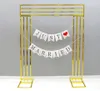 Shiny Gold Metal Frame Wedding Decoration Fabric Rack Backdrops Door Square Geometry Flower Row Arch Screen Background Home Screen6994327