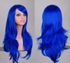 70 cm losse golf synthetische pruiken voor vrouwen cosplay pruik blonde blauwe rode roze grijze paarse haar in de menselijke partij als Kerstmis van Halloween