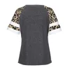 Leopardtryck Kortärmad Top Mode Kvinnors Loose O-Neck Hit Färg Tees Casual and Comfortable Plus Storlek T-shirt Sommar 2021 Y0621