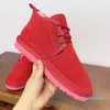 Designer- mens winter booties wool shoe women Red platform snow boots men classic boots straps casual warm martin boot