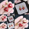Stud Earrings Jewelry Trendy Luxury 1:1 Red Heart For Women Gold Ear Aessories Vintage Star Earring Lady Decoration 210323 Drop Delivery 202
