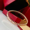 2021 Top Brand Pure 925 Sterling Silver Jewelry Women Rose Gold Spikes Steam-Punk Bangle Jewelry Around Rivet Bangle212f