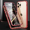 Voor iPhone 12 Mini Pro Max Dual Glass Magnetic Cases Adsorption Metal Bumper Clear Cover 50pcs / Up