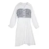Blanc Tweed Patchwork col rabattu bouton à manches longues a-ligne genou longueur chemise robe automne D1975 210514