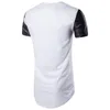 Mannen Kleur Blok Casual T-shirts Tee Designers Tshirt Korte Mouw Ronde Hals Stylist Tees Heren Wit Zwart Streetwear Heren Lederen Patchwork Vintage Tops B106