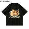 T-Shirts Harajuku Angels Butterfly Cotton Tshirts Streetwear Mens Hip Hop Fashion Short Sleeve Tees Summer Loose Tops 210602