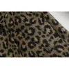 Winter Coffee Animal Leopard Pattern Elegant Woolen Blends Coat Notched Collar Long Sleeve Mid OL Blazer Outerwear 210429