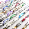 Anéis de banda de aço inoxidável de 50pcslot inteiros para homens Padrões de mistura de casca de 8mm de 8mm Padrões de jóias de moda preta de prata Party Gift4489826