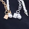 Vintage Baroque Irregular Pearl Lock Chains Necklace Geometric Angel Pendant Love Necklaces for Women Punk Jewelry